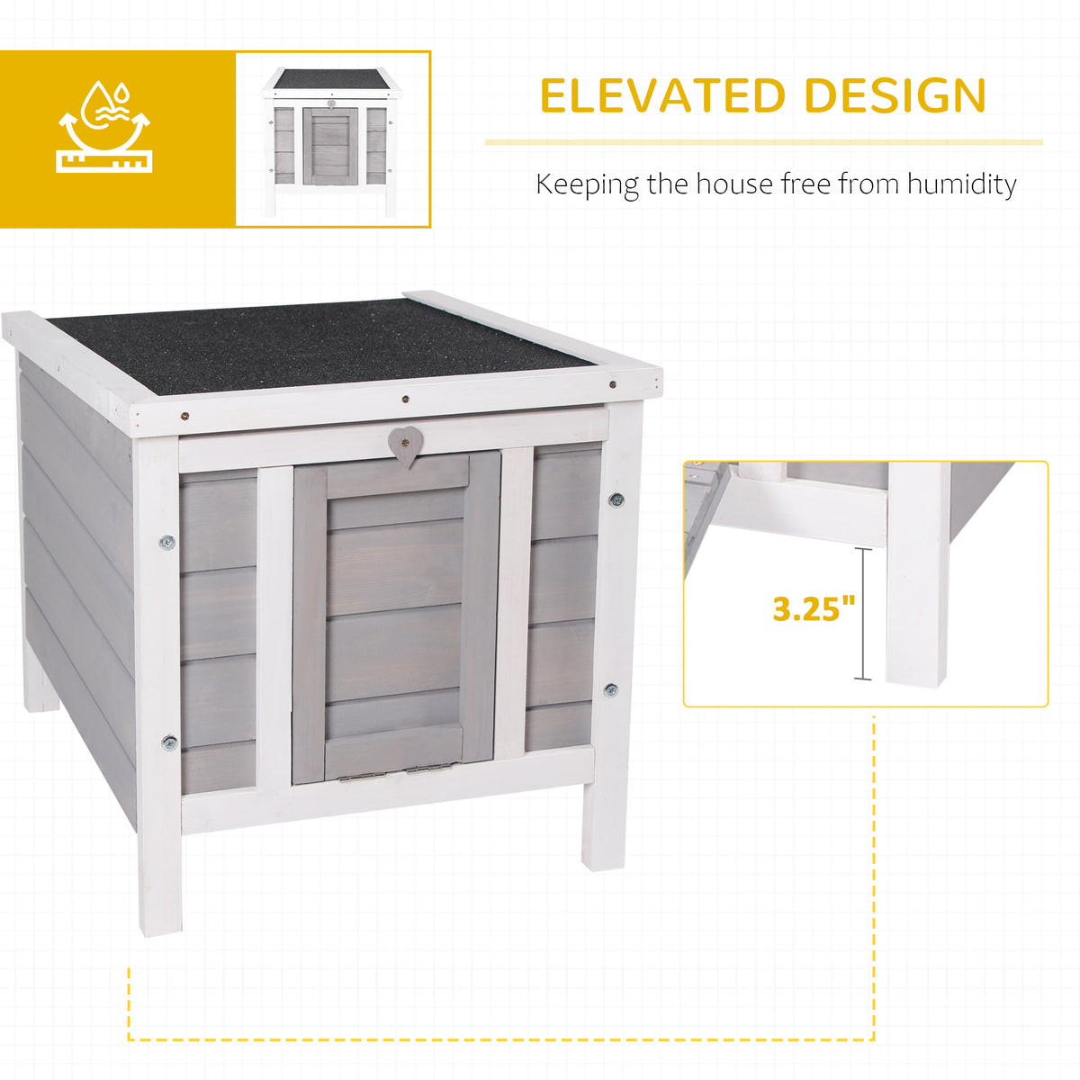 Wooden Rabbit Hutch with Waterproof Hinged Roof – Grey – image 4