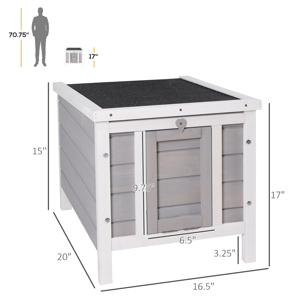 Wooden Rabbit Hutch with Waterproof Hinged Roof – Grey – image 8