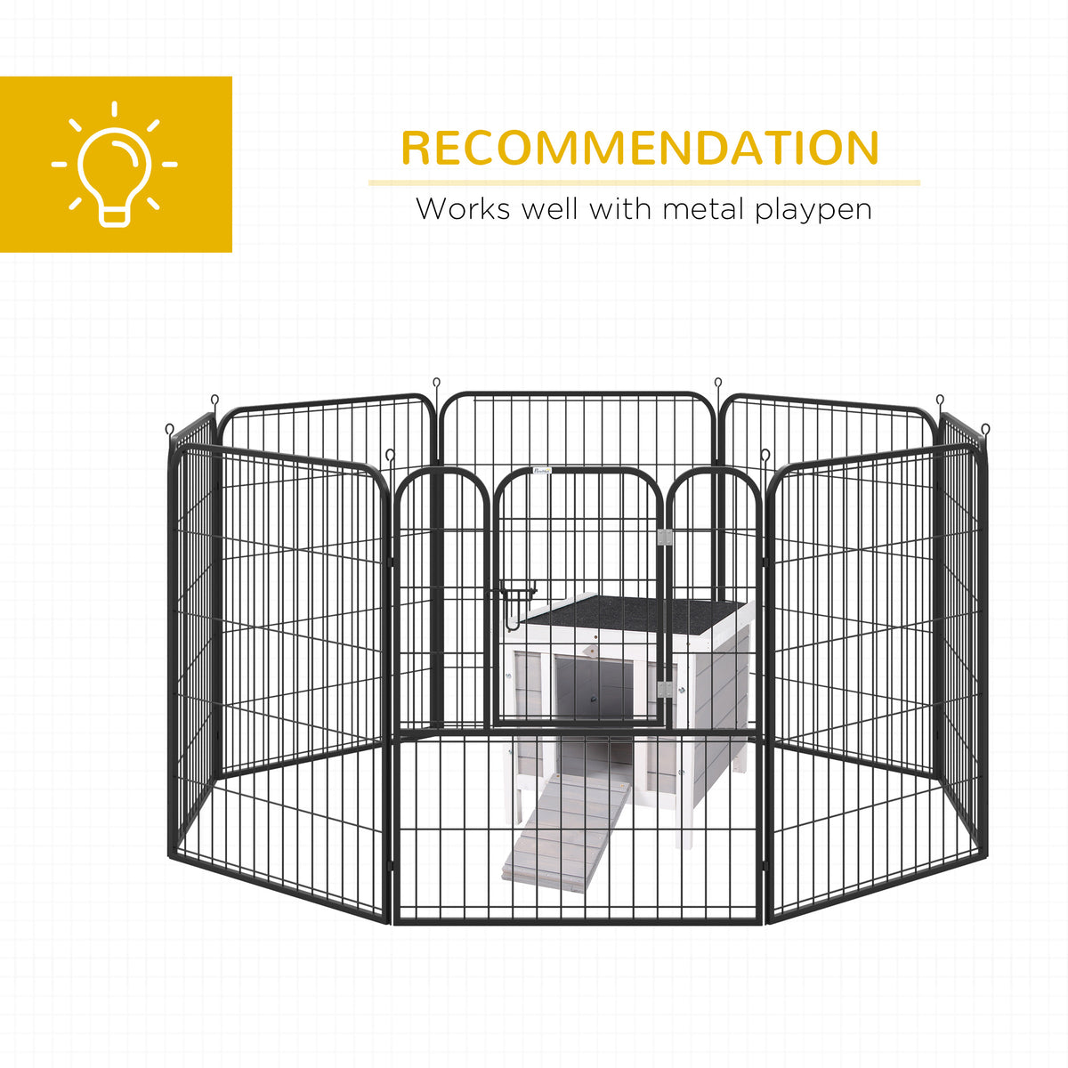 Wooden Rabbit Hutch with Waterproof Hinged Roof – Grey – image 7