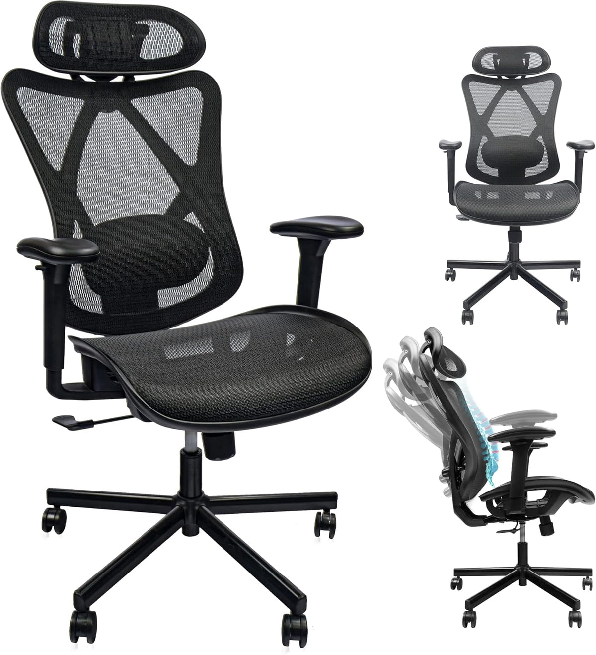 Ergonomic Mesh Office Chair with Lumbar Support & Headrest
