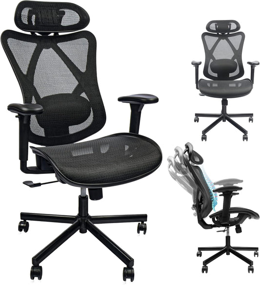 Ergonomic Mesh Office Chair with Lumbar Support & Headrest