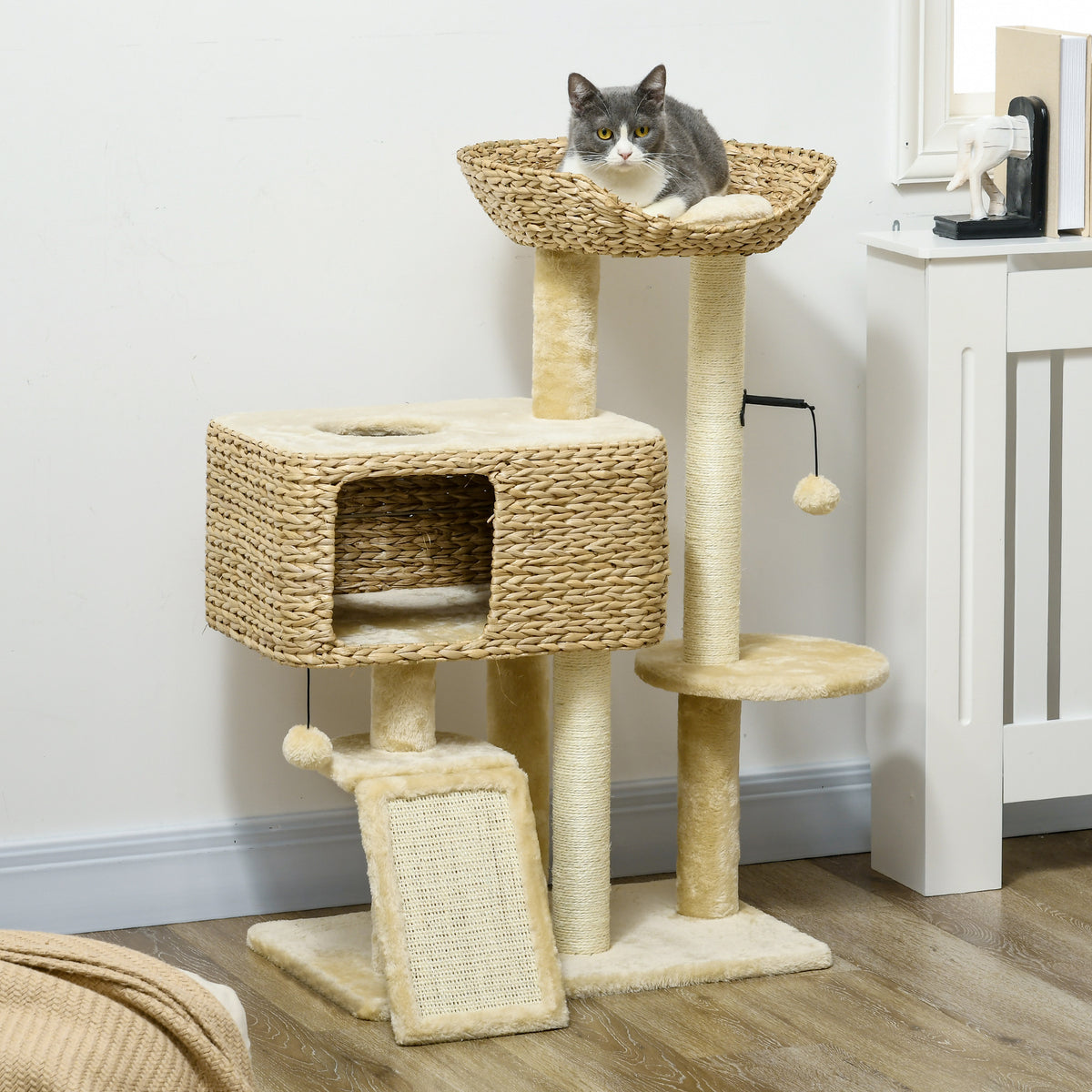 Cat Tree Tower with Scratching Posts & Condo – Beige
