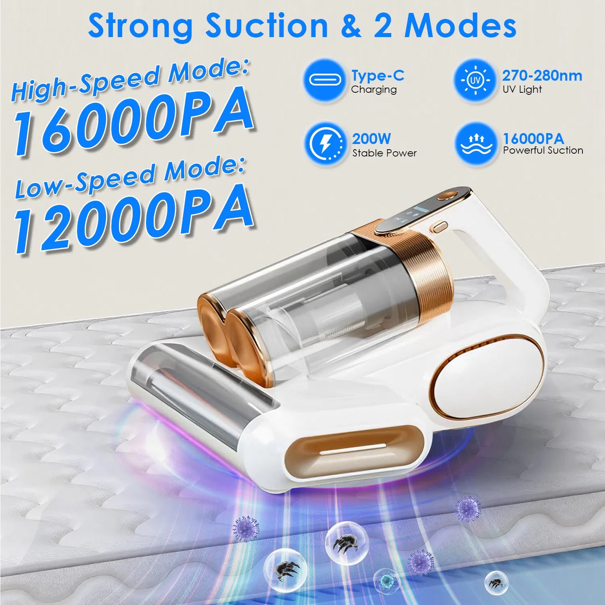 Cordless Mattress Vacuum Cleaner with UV-C Light – image 8