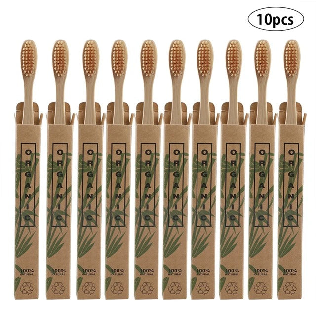 Bamboo Toothbrushes – Pack of 10