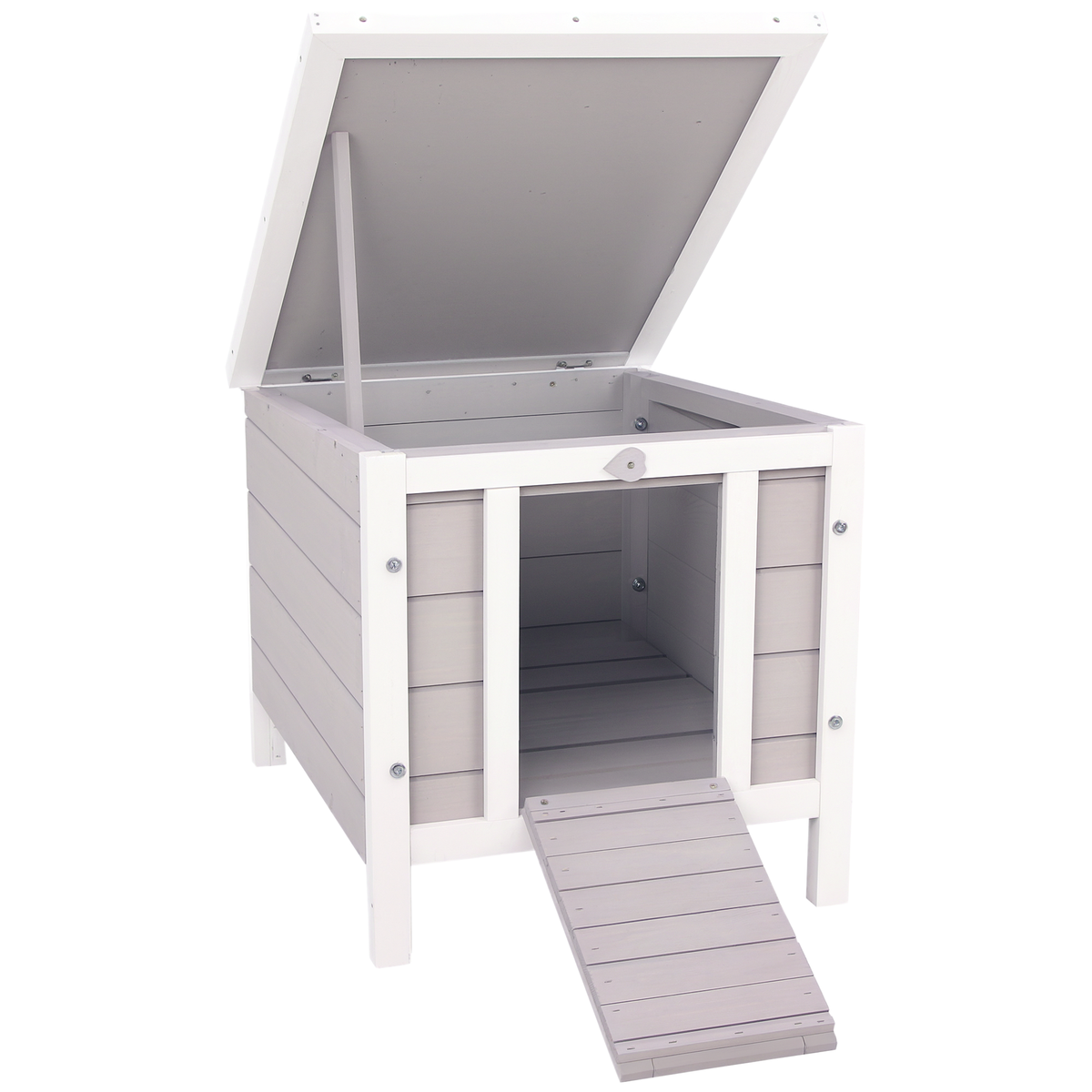 Wooden Rabbit Hutch with Waterproof Hinged Roof – Grey – image 9