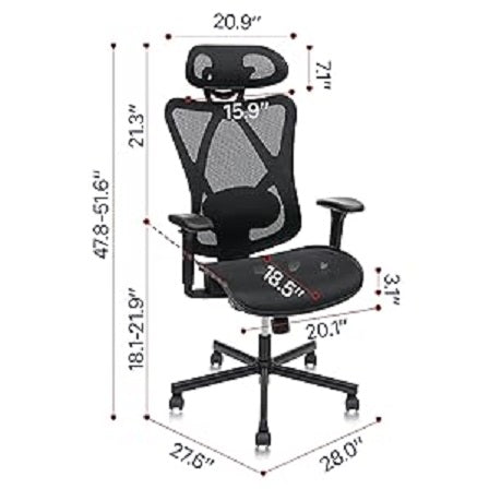 Ergonomic Mesh Office Chair with Lumbar Support & Headrest – image 2