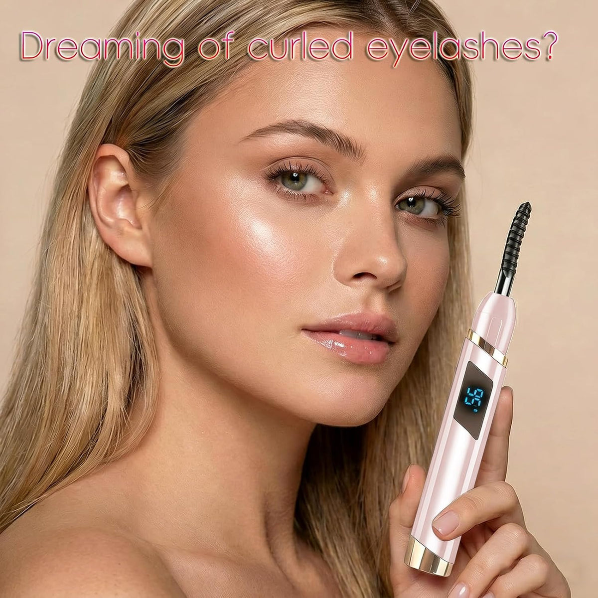 Heated Eyelash Curler-4 Temp Modes 65°-95°C LED Display, Electric Eye Lash Curler for 24H Long Lasting, Type-C Rechargeable Heated Lash Curler for Natural Thick Lashes, Makeup Gift,Sakura Pink MU-12